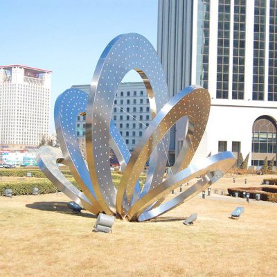 公园大型创意不锈钢镂空个性圆环雕塑