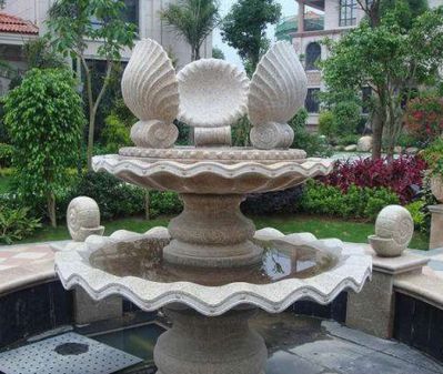 园林景观贝壳多层大理石喷泉雕塑