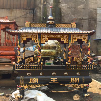 大型铸铜彩绘镂空浮雕祠堂祭祀香炉