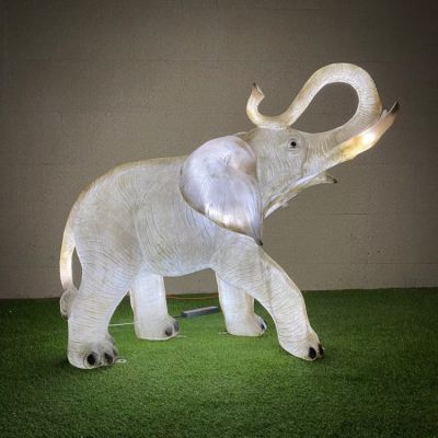 创意发光玻璃钢大象雕塑
