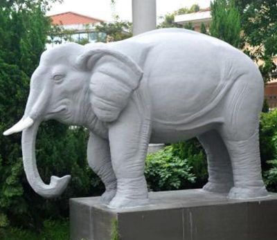 大理石石雕园林大型动物景观大象雕塑
