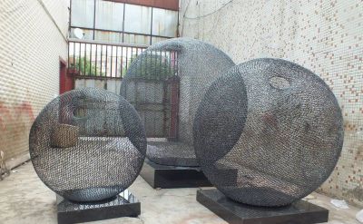 不锈钢镂空创意抽象球体雕塑