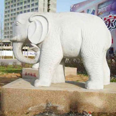 汉白玉石雕广场户外大型景观大象雕塑