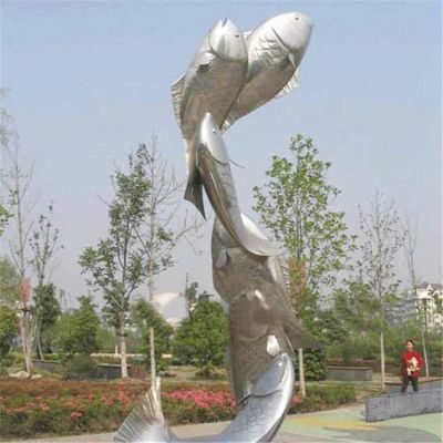 不锈钢景观户外鲤鱼雕塑