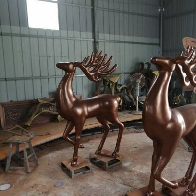 玻璃钢仿铜 抽象动物鹿雕塑