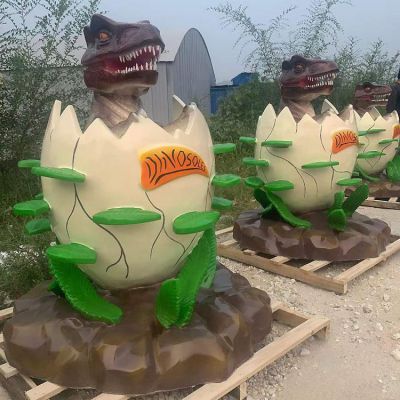 户外仿真大型玻璃钢恐龙动物雕塑 游乐园蛋壳装饰 卡通树脂恐龙蛋雕塑