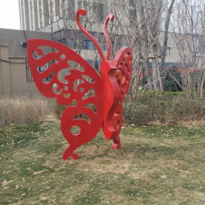 不锈钢蝴蝶雕塑 镂空动物摆件大型城市广场景观小品