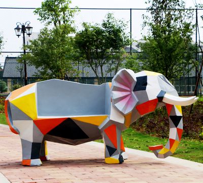 公园景区大型玻璃钢座椅大象雕塑