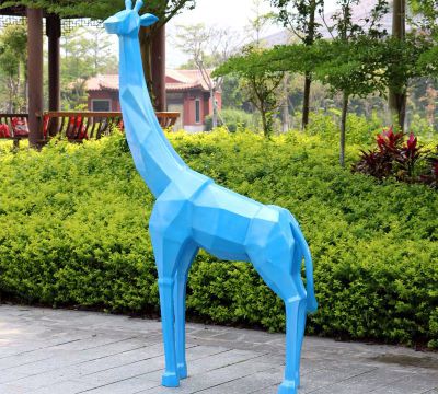 公园景观大型装饰品摆件玻璃钢蓝色长颈鹿雕塑