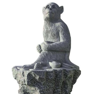 大理石砂岩雕刻坐姿生肖猴子公园摆件