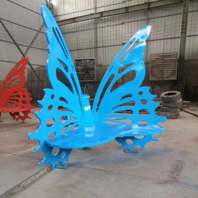 不锈钢蝴蝶雕塑摆件 彩绘园林广场动物