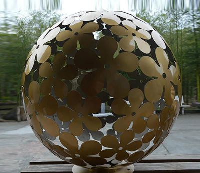 街道不锈钢创意花花造型装饰品镂空球雕塑