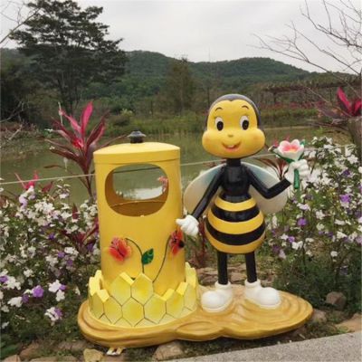 玻璃钢卡通蜜蜂垃圾桶雕塑景区园林摆件