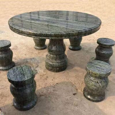 别墅花园摆放天然花岗岩雕刻休闲圆桌石凳