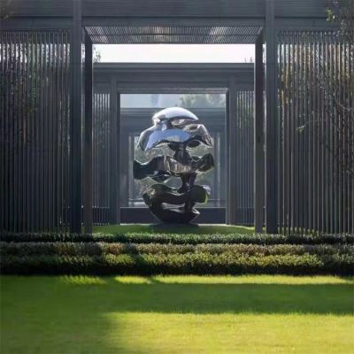 房产 不锈钢抽象镂空圆草坪园林景观雕塑