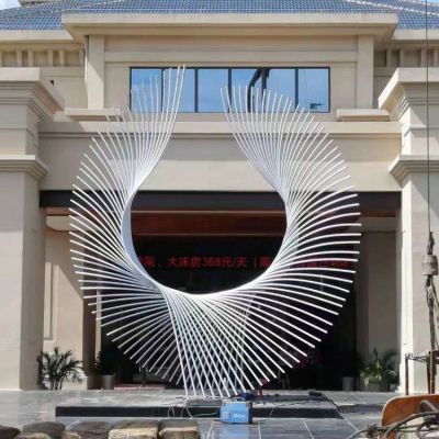 金属抽象翅膀雕塑 304不锈钢管翅膀景观雕塑