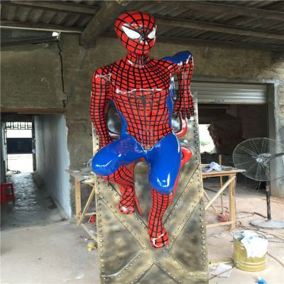 商场电影院玻璃钢彩绘动物人物蜘蛛侠雕塑