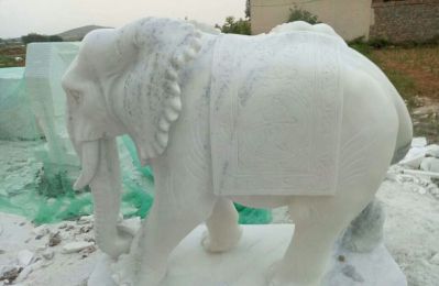 户外创意汉白玉石雕大象雕塑
