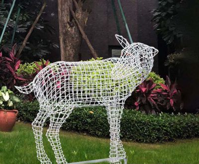 景区创意不锈钢镂空鹿雕塑