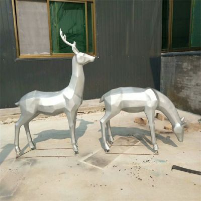 公园不锈钢创意抛光鹿雕塑