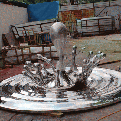 不锈钢水滴浪花雕塑摆件