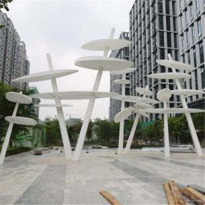 户外广场大型不锈钢景观创意树叶雕塑