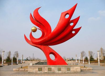 景观雕塑-广场大型不锈钢创意红色景观雕塑