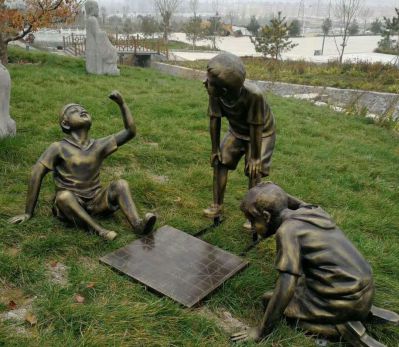 同意铜雕玩耍的儿童雕塑