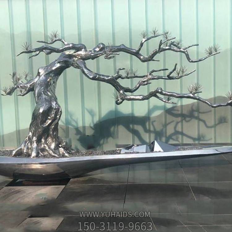 不锈钢抽象园林景观树摆件雕塑