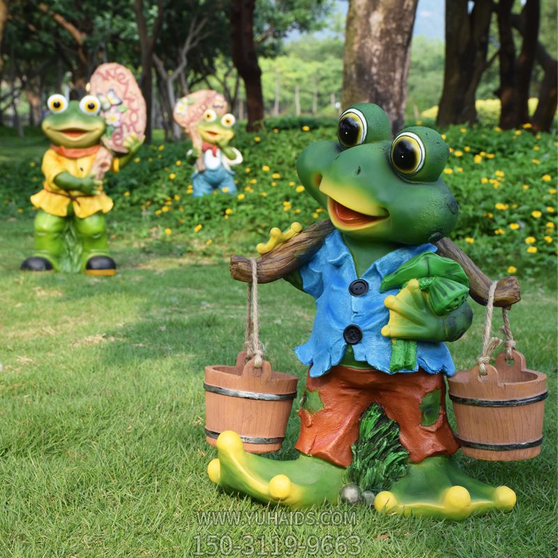 公园彩绘个性树脂青蛙雕塑