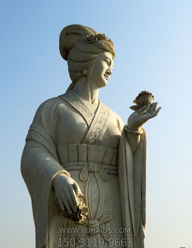 十二花神之十月芙蓉花花蕊夫人汉白玉古代美女雕像雕塑