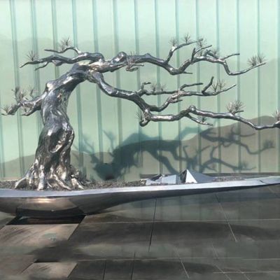 不锈钢抽象园林景观树摆件