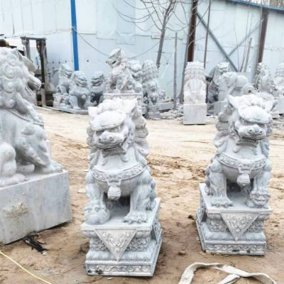 大理石石雕公园企业门口大型狮子雕塑