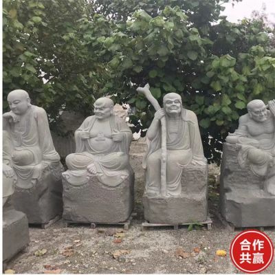 大理石石雕宗教寺庙景区十八罗汉雕塑