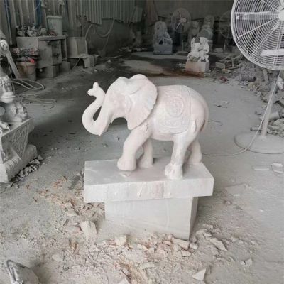 公司企业门口摆放大理石雕刻小象雕塑