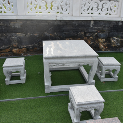 大理石石桌凳，石头方桌，园林桌凳