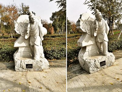 学院景区摆放24孝人物大理石雕像