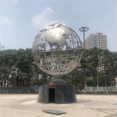 校园广场不锈钢金属镂空地球仪雕塑