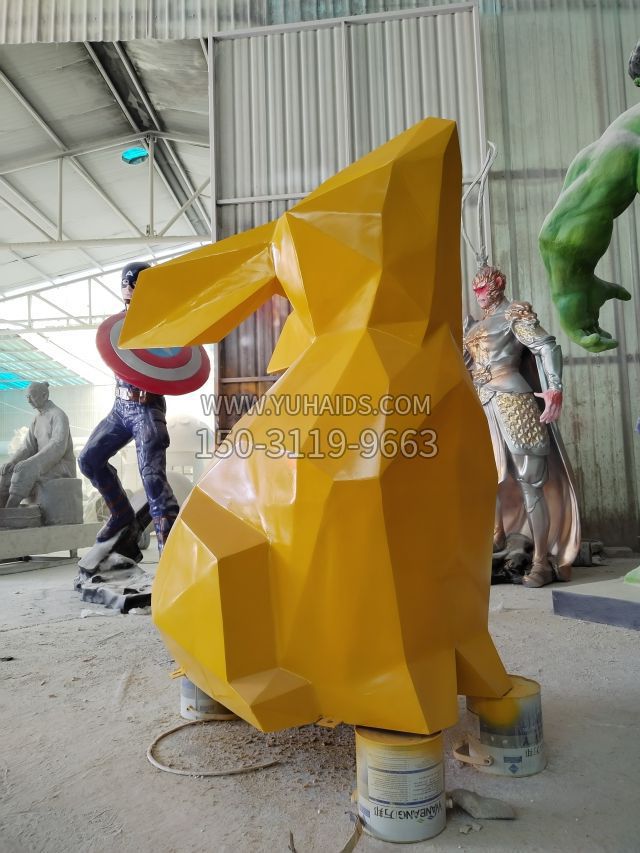 3d打印几何造型玻璃钢兔子雕塑摆件