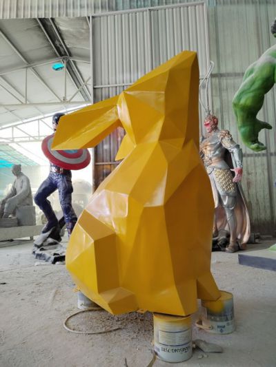 3d打印几何造型玻璃钢兔子雕塑摆件