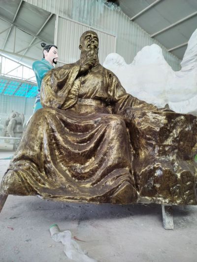 老中医玻璃钢仿铜古代人物雕塑