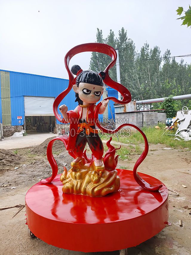 飘带款玻璃钢哪吒雕塑
