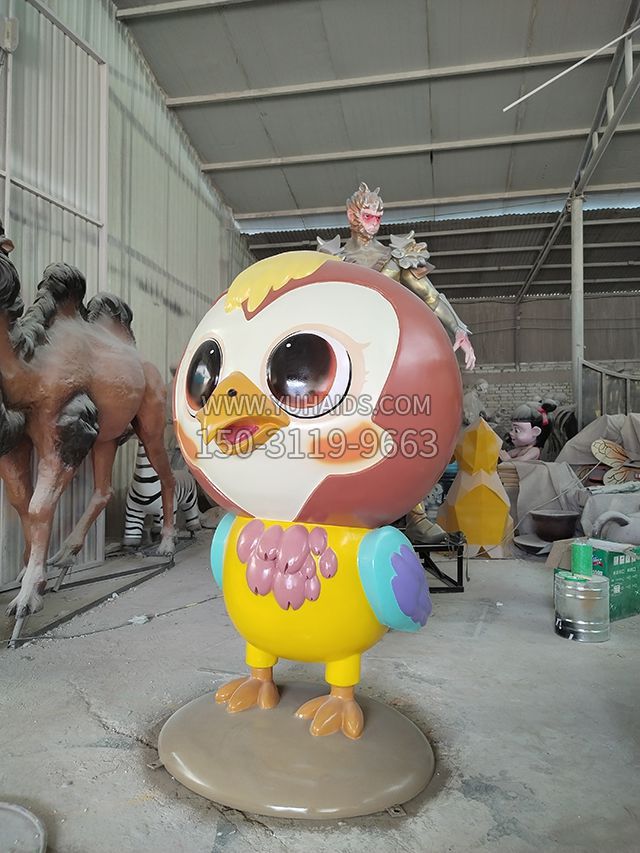 玻璃钢卡通小鸟雕塑