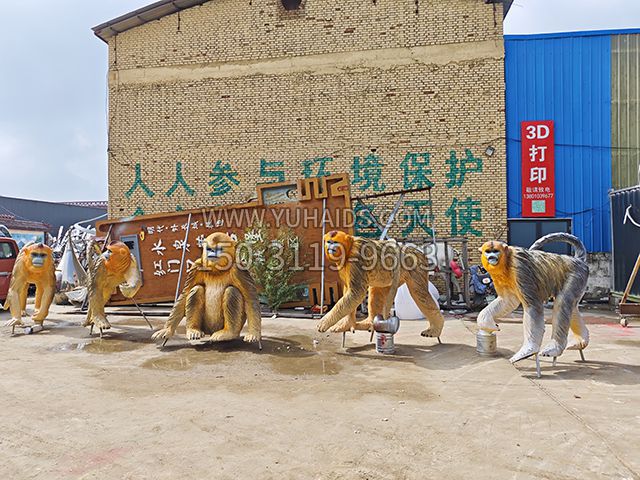 玻璃钢仿真猴子金丝猴雕塑