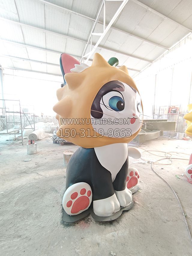 玻璃钢卡通小猫咪雕塑