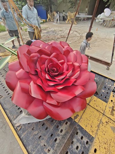 不锈钢玫瑰花雕塑