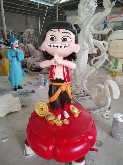 作揖的哪吒玻璃钢雕塑
