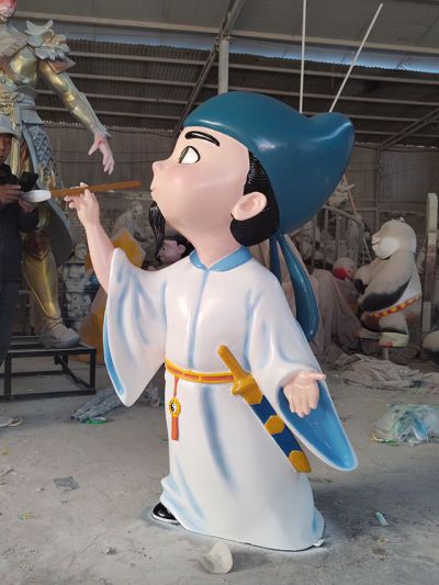 玻璃钢卡通李白雕塑