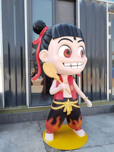 玻璃钢大个哪吒雕塑
