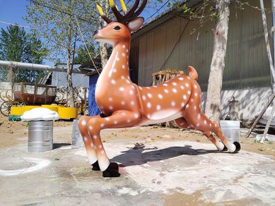 玻璃钢仿真梅花鹿雕塑摆件